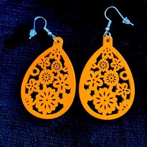 Orange floral earrings
